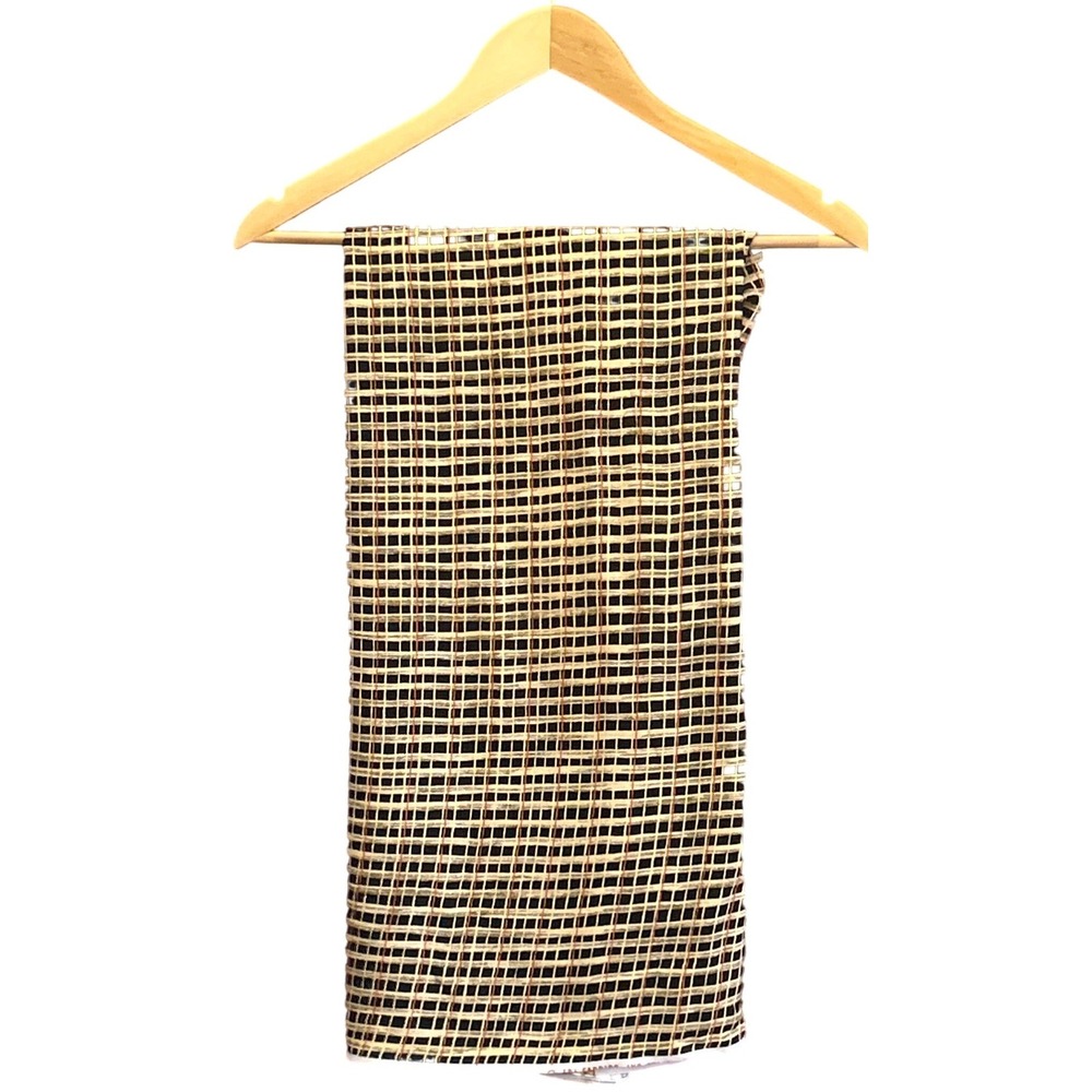 Vintage Mod Geometric Grid Fabric Brown Cream Retro 60s 70s Sewing Yardage